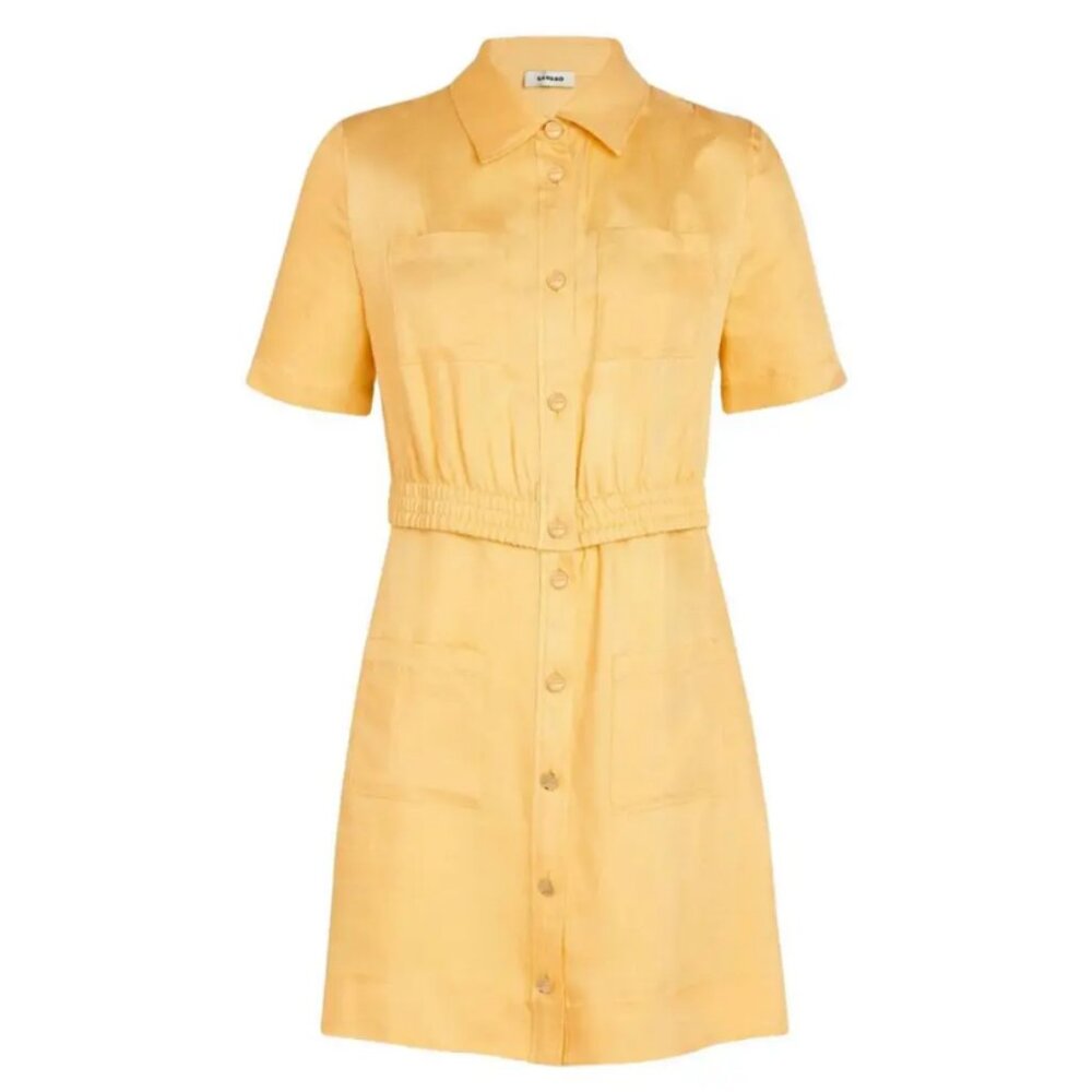 SANDRO NWOT mini yellow dress, Linen, Size 4